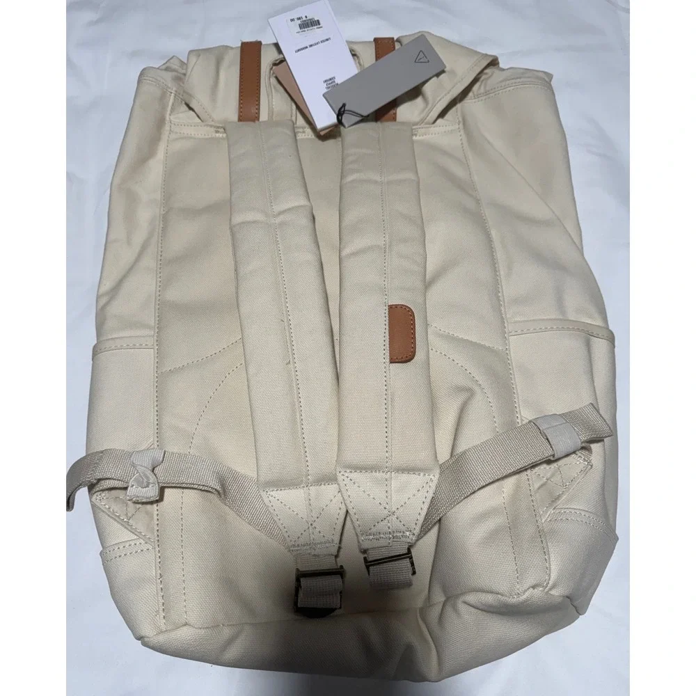 Herschel Little America Backpack Heavyweight Canvas Cream Tan Leather NWT $190